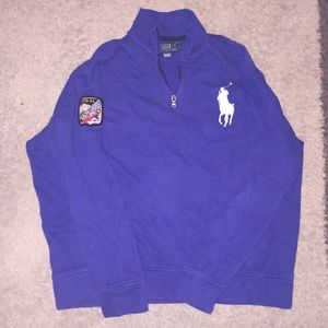 Polo Ralph Lauren Sweater Zip Up Blue XL Vintage